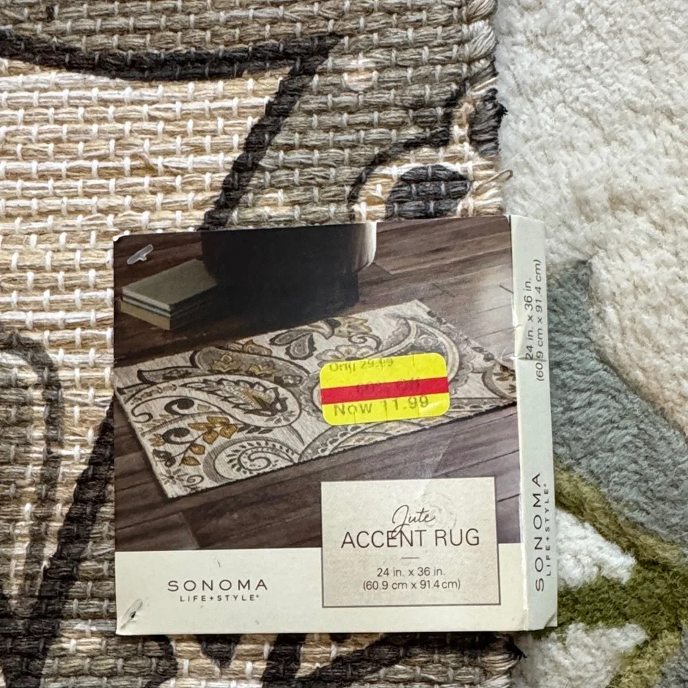 Sonoma Jute Accent Rug with Cream and Brown Tones NWT 234